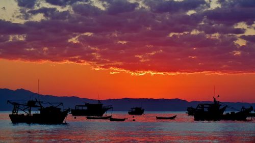 Scenic view of sunset over sea