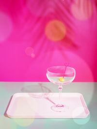 Close-up of wine glass on table