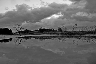 Scenic view of lake against sky
