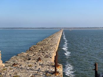 Scenic view of sea against clear sky