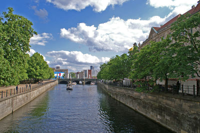 View of canal passing through city