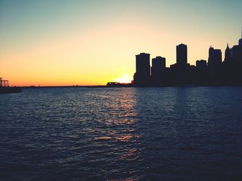 View of cityscape at sunset