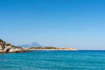 A view from greek shore with thasos island in the back