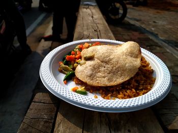 High angle view of food on table