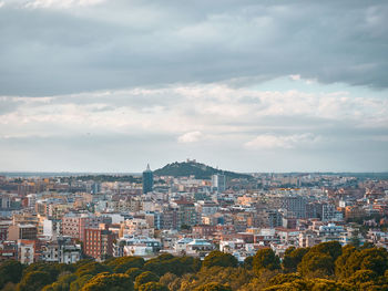 High angle view of townscape against sky