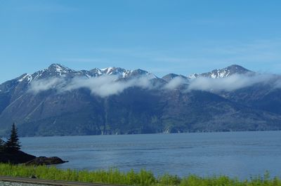 Scenic view of mountains against clear sky