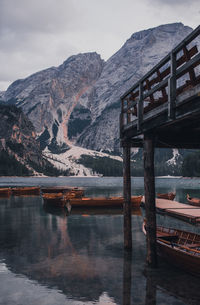 Bridge over lake against sky