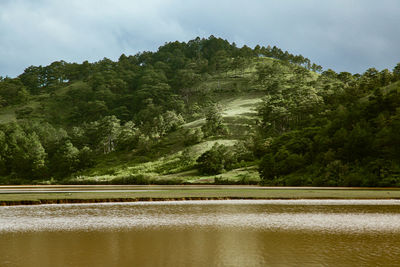 Scenic view of lake against sky