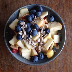 High angle view of fruits in bowl