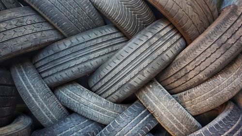 Full frame shot of old tires