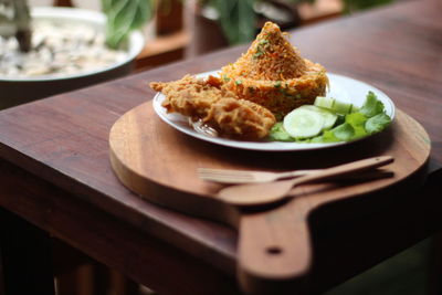 Close-up of food on table