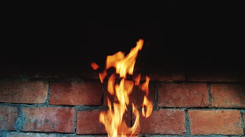 Close-up of fire at night