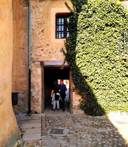 People in front of building