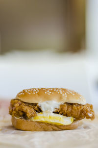 Close-up of sandwich on table