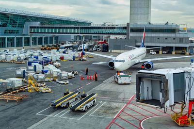 High angle view of airport runway