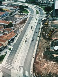 High angle view of city street