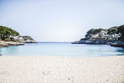 Scenic view of sea against clear sky