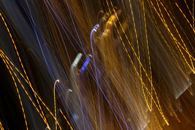 Full frame shot of light trails at night