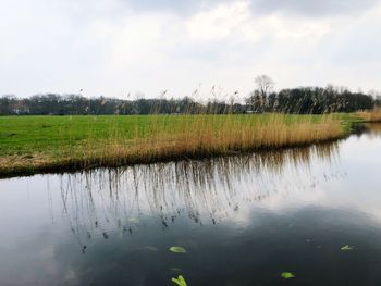 Scenic view of lake against sky