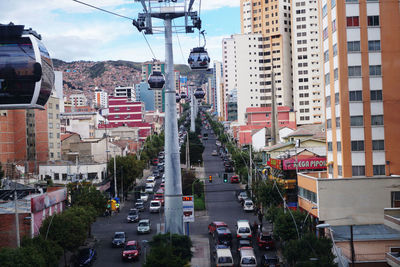 High angle view of traffic on city street