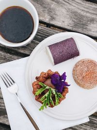 High angle view of food in plate