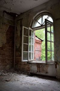 Closed door of old house