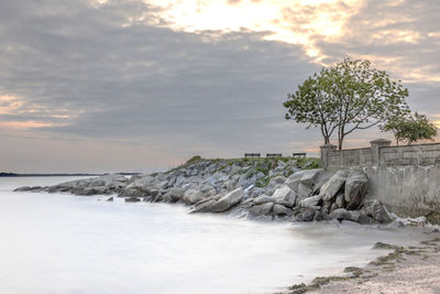 Scenic view of sea against sky during sunset