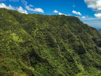 Scenic view of green landscape against sky