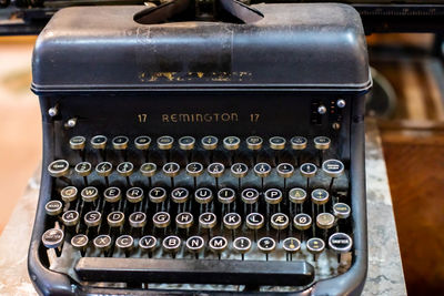 Close-up of typewriter