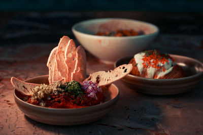 Close-up of food on table