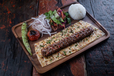 High angle view of food on table