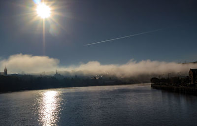 Sun shining over calm sea