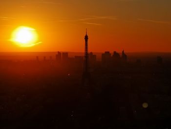 Silhouette of buildings at sunset