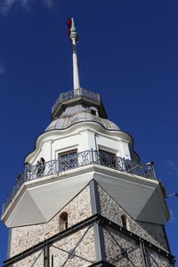 Low angle view of building against blue sky