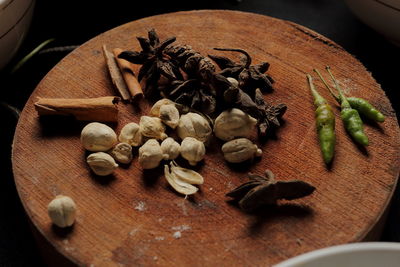 High angle view of food on table