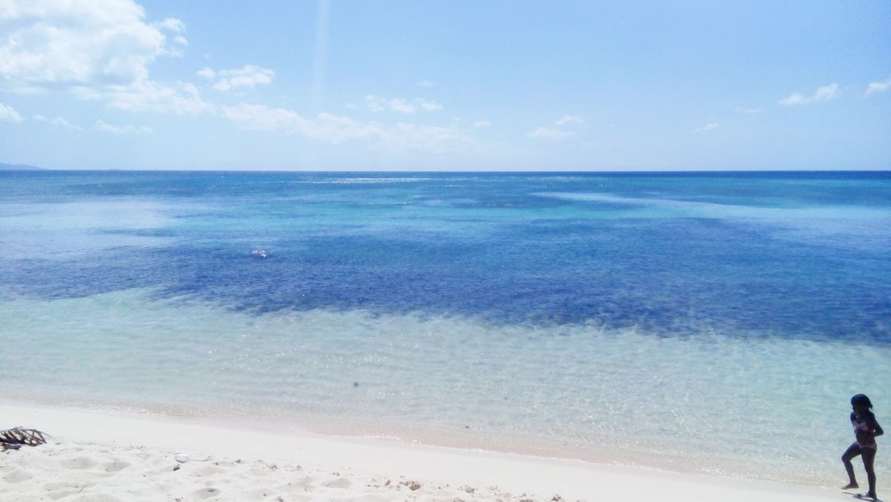 sea, horizon over water, beach, sky, water, shore, scenics, leisure activity, lifestyles, beauty in nature, tranquil scene, tranquility, sand, vacations, cloud - sky, men, nature, wave