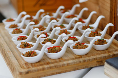 High angle view of food on table