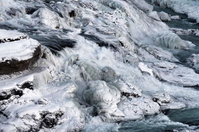 Full frame shot of frozen waterfall