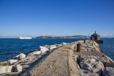 Scenic view of sea against clear sky