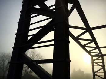 Low angle view of bridge against sky at sunset