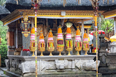 Statue against temple outside building