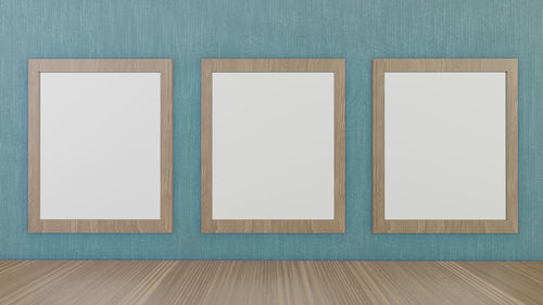 White blue wall in empty room