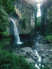 Scenic view of waterfall
