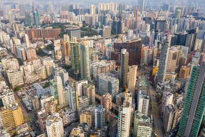 High angle view of buildings in city