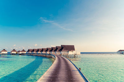 Scenic view of sea against blue sky