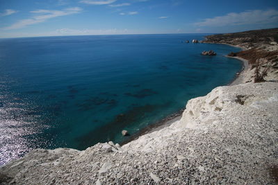 View of calm blue sea against sky