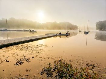 Scenic view of lake against sky