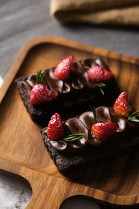 Close-up of strawberries on table