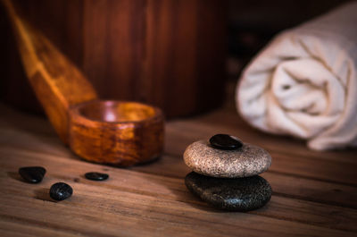 Close-up of food on table