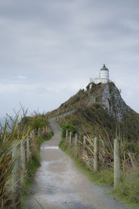The iconic and historical nugget point light house in new zealand.